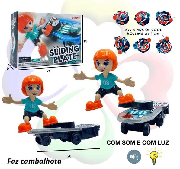 Imagem de Brinquedo Boneco Skatista Musical Faz Manobras 360 C/ Luzes E Sons