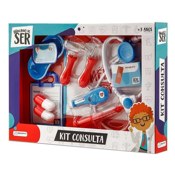 Imagem de Brinquedo Brincando de Ser Medico Kit Consulta com Acessórios Azul e Vermelho Multikids - BR959