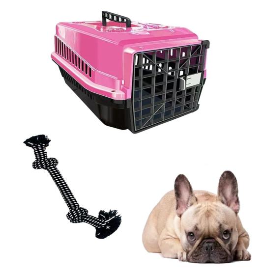 Imagem de Brinquedo Cabo Guerra Dog Pet + Caixa Transporte Pet N2 Rosa