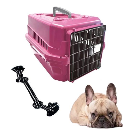 Imagem de Brinquedo Cabo Guerra Dog Pet + Caixa Transporte Pet N2 Rosa