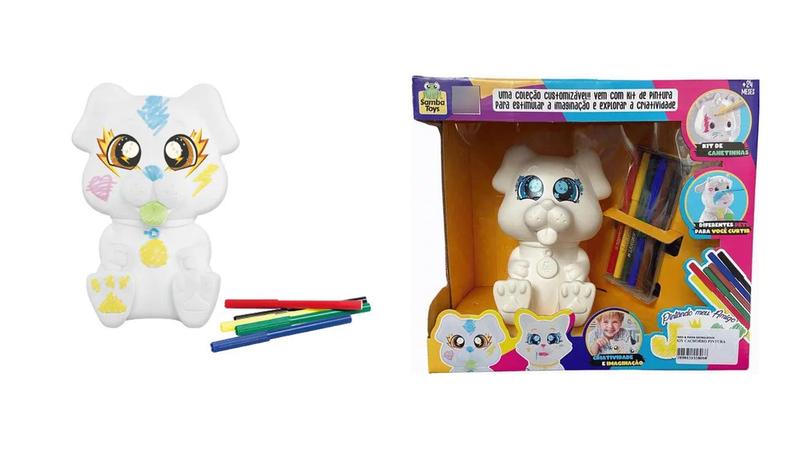 Imagem de Brinquedo Cachorro Em Vinil Pintura C/ Canetinhas - Samba Toys