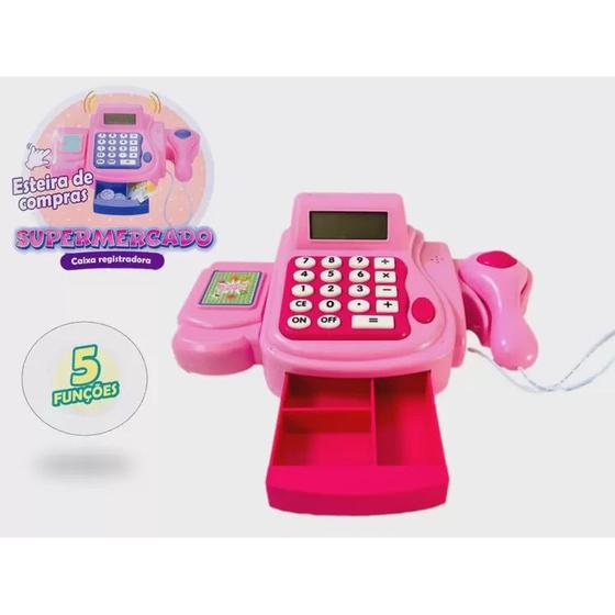 Imagem de Brinquedo Caixa Registradora Infantil com Calculadora e Leitor a Pilha