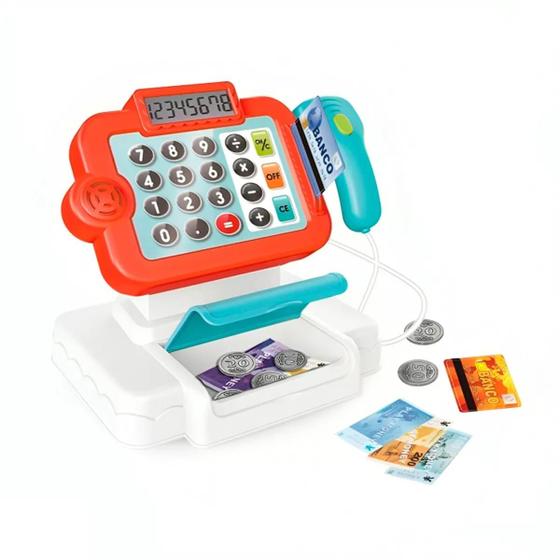 Imagem de Brinquedo Caixa Registradora Infantil Vermelha c/ Som DmToys