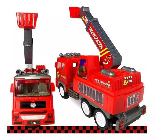 Imagem de Brinquedo Caminhão Bombeiro Fire Truck Com Luzes E Sons