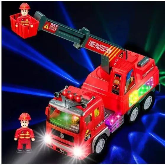 Imagem de Brinquedo Caminhão Carro de Bombeiros Com Sons de Sirene Real Luzes 4D