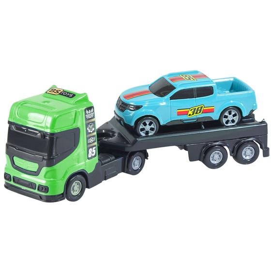 Imagem de Brinquedo Caminhão Com Pick Up Mini Reboque Guincho - Bs Toys