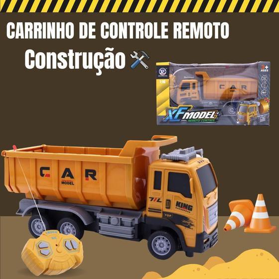 Imagem de Brinquedo Caminhão De Obras Caçamba Controle Remoto Acende Farol