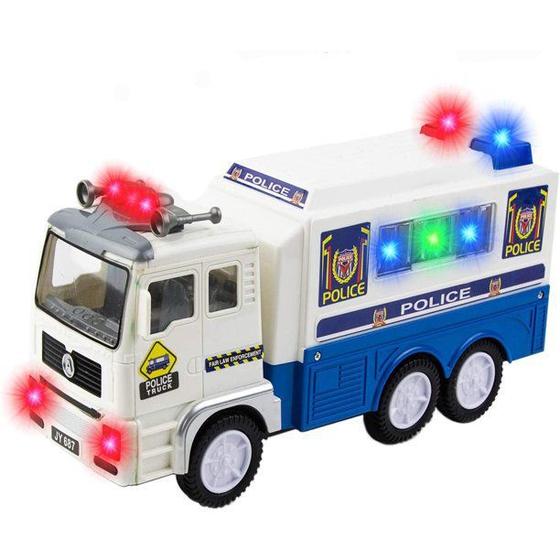 Brinquedo Caminhão de Polícia a Pilha Com Luzes E Som Bate E Volta ...