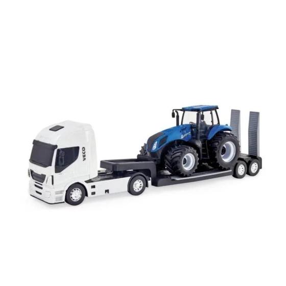 Imagem de Brinquedo Caminhão Iveco Plataforma Trator T8 New Holland