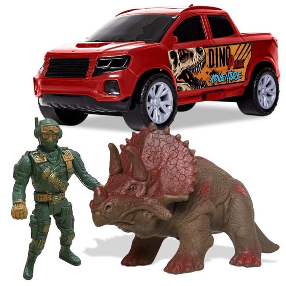 Imagem de Brinquedo Carrinho Carro com Dinossauro e Soldado Dino Park