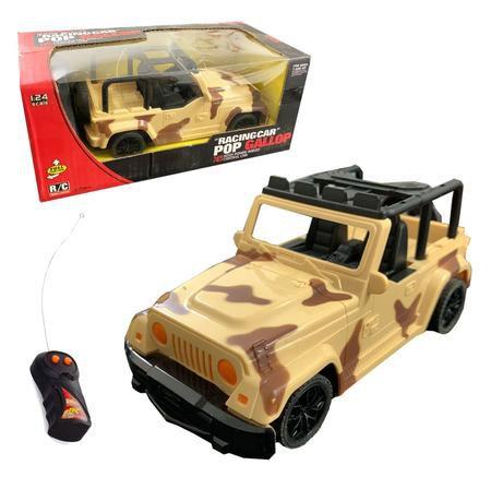 Imagem de Brinquedo Carrinho  Controle Remoto Jeep Militar Camuflado Corrida