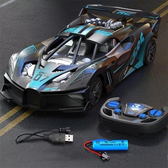 Brinquedo Carrinho Drift Controle Remoto Recarregável Solta Fumaça. - Toy king Imagem de Brinquedo Carrinho Drift Controle Remoto Recarregável Solta Fumaça.
