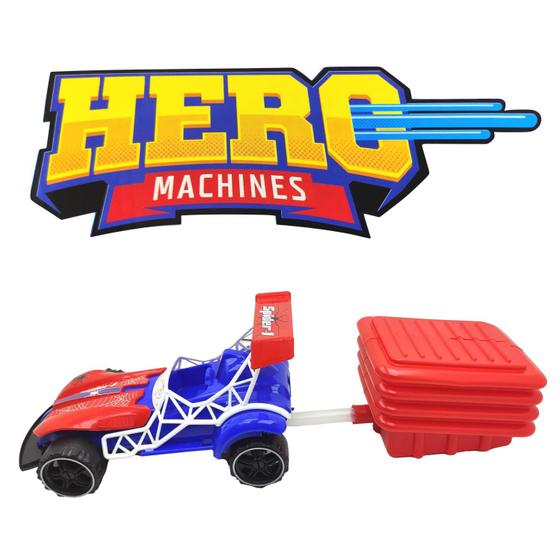Imagem de Brinquedo Carrinho Hero Machines Super Carro Com Pedal Lançador Carros Menino Azul