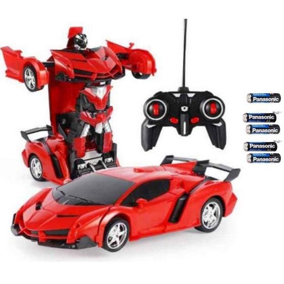 Brinquedo Carro Controle Remoto Transforma em Robô Vermelho - Well Kids ...
