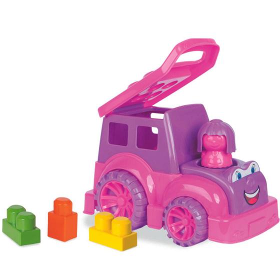 Imagem de Brinquedo carro didatico educativo de encaixar  rosa