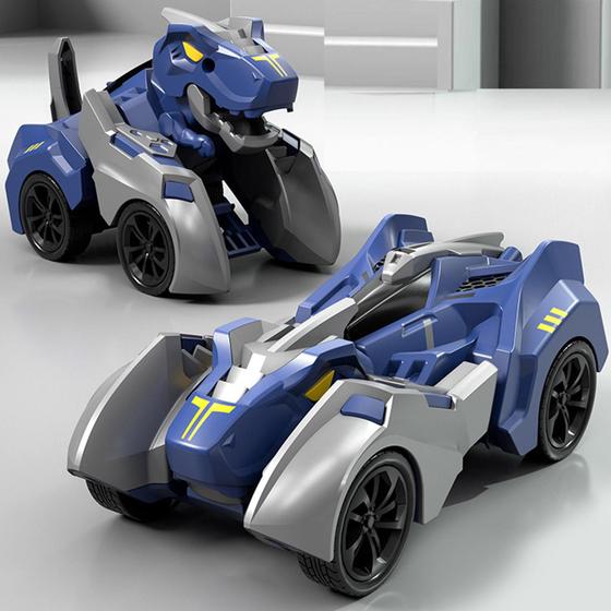 Imagem de Brinquedo Carro Dinossauro Automático 2 em 1 - Transformação Automática - Para Crianças (Azul)