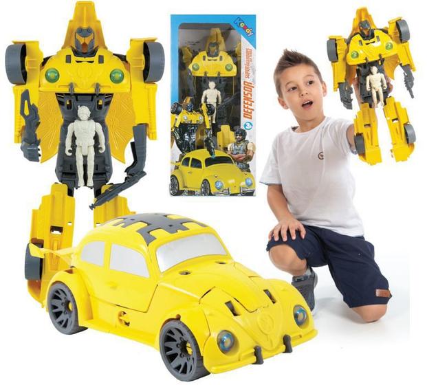 Brinquedo Carro Fusca Vira Robô Grande Transformer C/ Boneco Menor preço em Brinquedo Carro Fusca Vira Robô Grande Transformer C/ Boneco