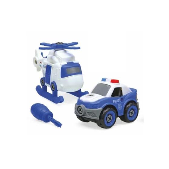 Imagem de Brinquedo Carro Viatura Polícia E Helicóptero De Montar