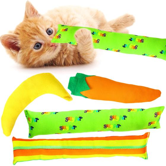 Imagem de Brinquedo Cat Kicker Toys Youngever - Pacote com 4 - Tecido de Algodão com Erva-do-Gato