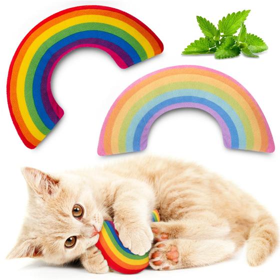 Imagem de Brinquedo Catnip ETEKYER para Gatos - Pacote com 2 - Cor Arco-Íris