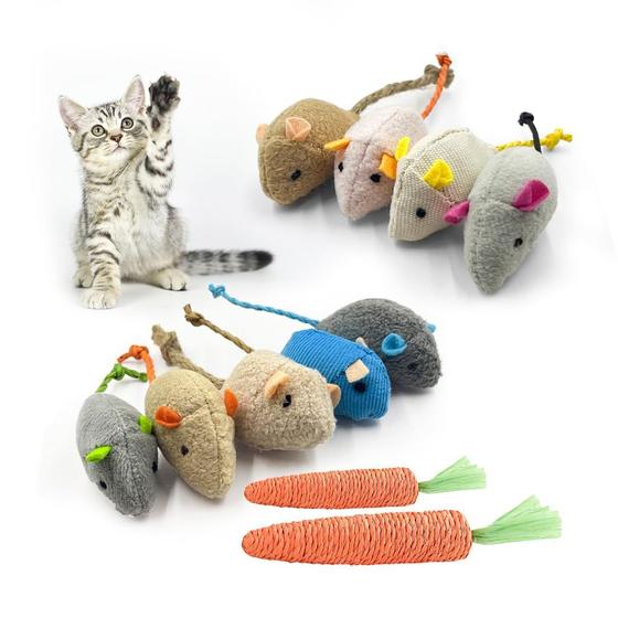 Imagem de Brinquedo Catnip Toys Sijiyang 11 ratos e 2 cenouras para gatos e gatinhos