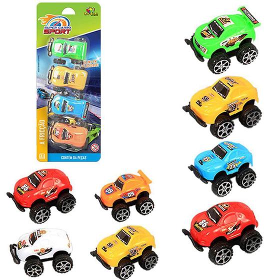 Imagem de Brinquedo Coleção 4 Peças Mini Veículos Diversos Com Fricção Alta Velocidade Super Veloz - Art Brink