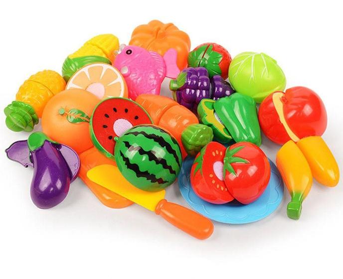Imagem de Brinquedo Comidinhas KIT COZINHA Frutas e Verdurs MASTERCHEFF c/ tiras autocolantes - Crec Crec ORIGINAL OMG