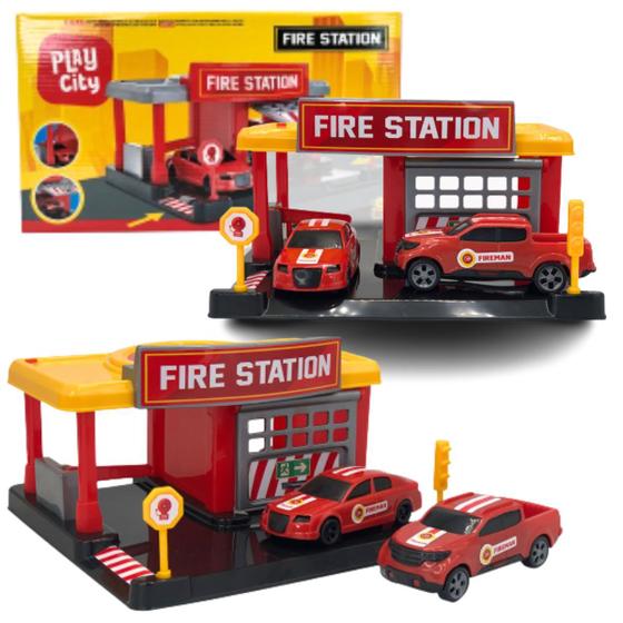 Imagem de Brinquedo Conjunto Estação Bombeiros Fire Station + 2 Carros