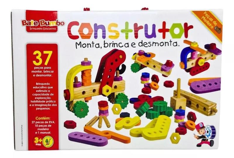 Imagem de Brinquedo Construtor Monta Brinca Desmonta 37 Pçs Bate Bumbo