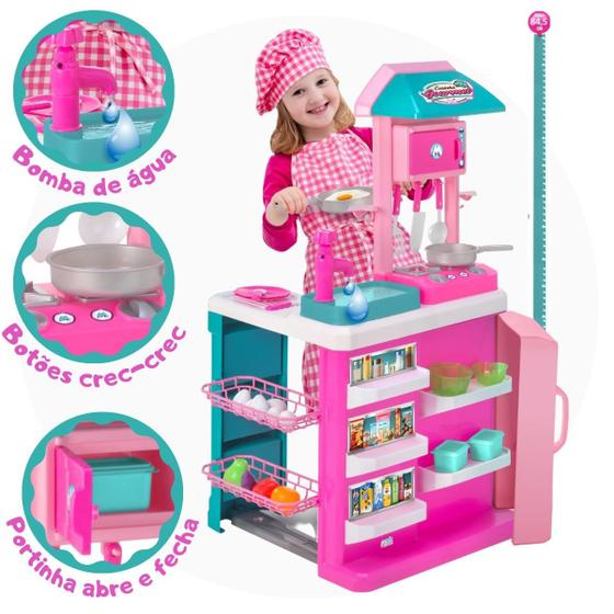 Imagem de Brinquedo Cozinha Gourmet Infantil Completa com Acessórios Torneirinha com Água