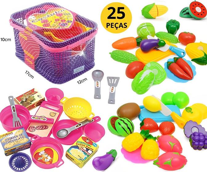 Brinquedo Cozinha Infantil Comidinhas Frutas E Legumes C/ Cestinha de ...