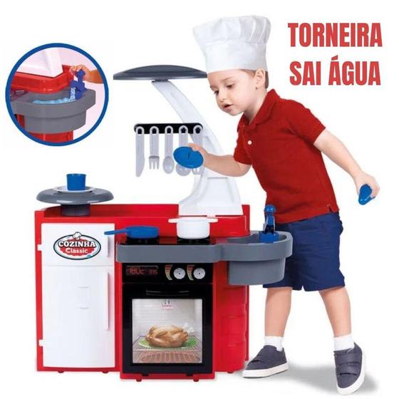 Imagem de Brinquedo Cozinha Infantil Completa Pia Fogão Forno Sai Água Menina e Menino - Cotiplas