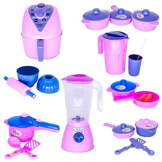 Imagem de Brinquedo Cozinha Menina Jogo Panela Air Fryer Jarra 21Pç