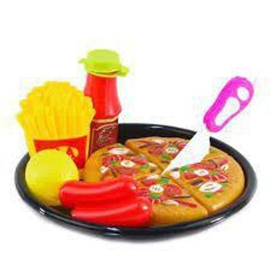 Imagem de Brinquedo Crec Crec Hora do Lanche Pizza com Bandeja 10 Pç