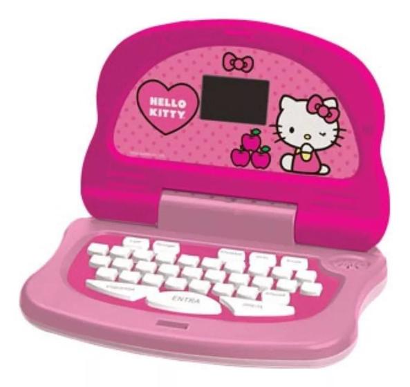 Imagem de Brinquedo Criança Laptop Infantil Hello Kitty Bilíngue Educativo Interativo Grande Menina Original