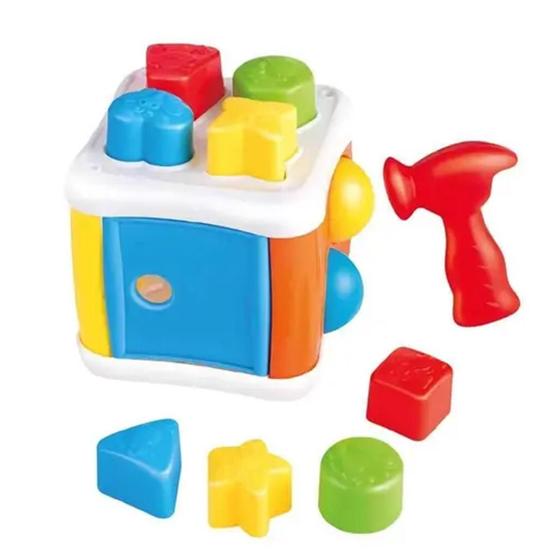 Imagem de Brinquedo Cubo Didático com Blocos e Martelo Multikids