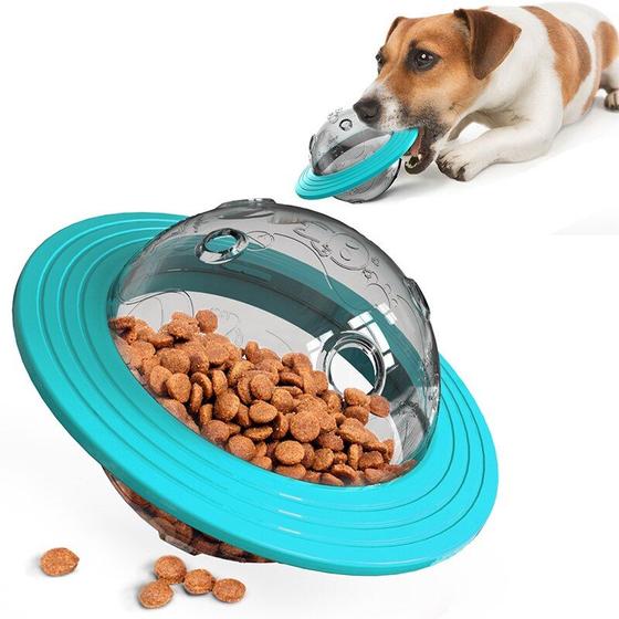 Imagem de Brinquedo de Alimentação Lenta para Cães e Gatos - Disco Voador com Quebra-Cabeça Antiengasgo