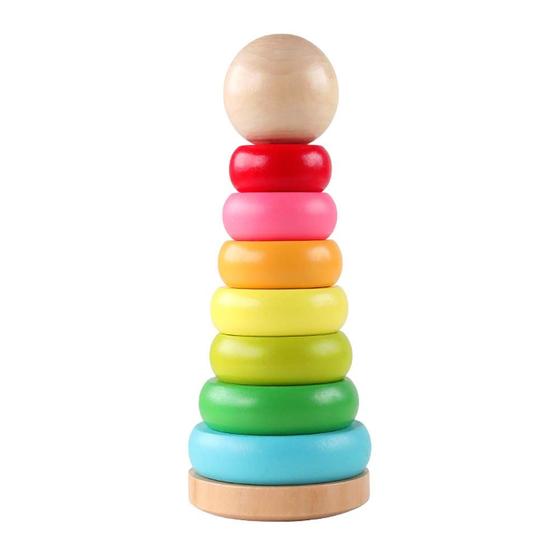 Imagem de Brinquedo de Argolas Empilháveis GEMEM Rainbow Stacker para Bebês