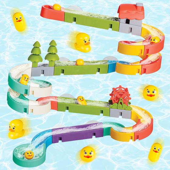 Imagem de Brinquedo de banho SOCBTNSO Duck Slide para crianças de 4 a 8 anos com 51 peças