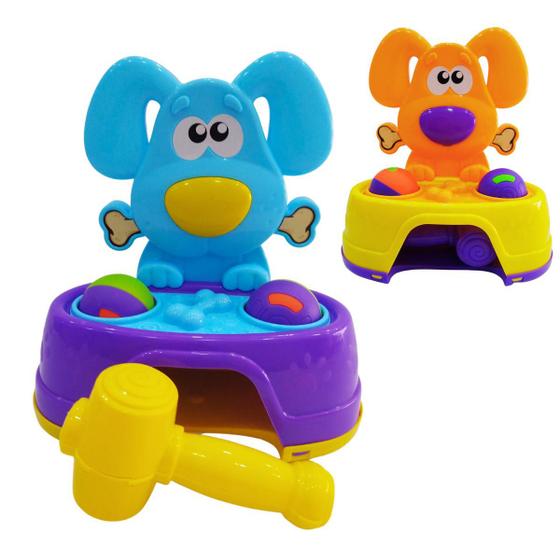 Imagem de Brinquedo de Bebê Educativo Infantil Bate Dog com Martelo e Bolinha