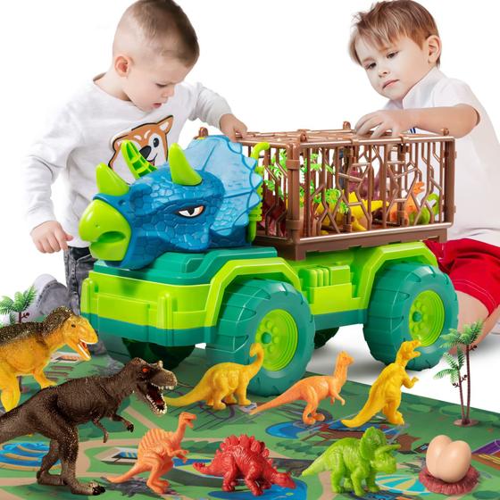 Imagem de Brinquedo de caminhão de dinossauro TEMI Triceratops Transpo