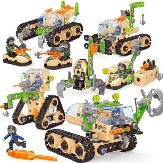 Imagem de Brinquedo de Encaixar Bloco de Montar Infantil 202 Peças de Construção Tratores Brinquedo Educativo Didático Pedagógico Criativo