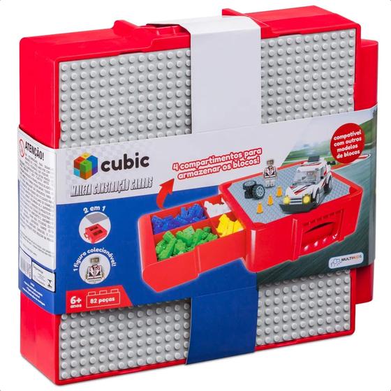 Imagem de Brinquedo de Encaixe Maleta Blocos Cubic Carros Com Base De Construção Acima De 6 Anos Multikids - BR1496