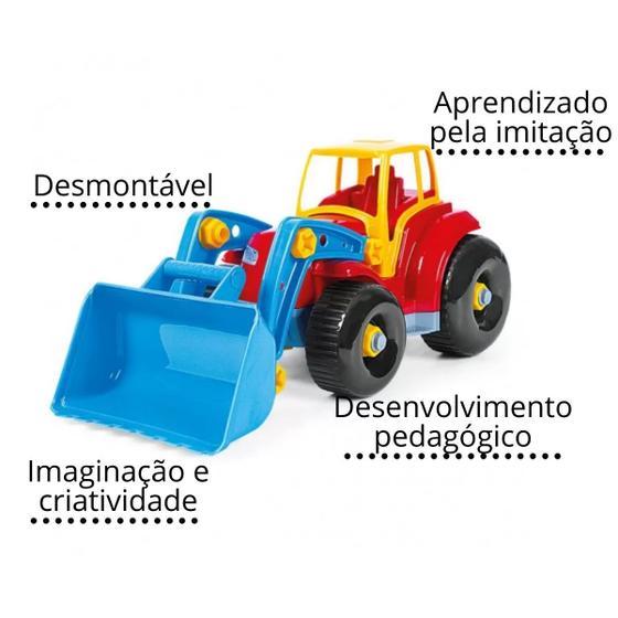 Imagem de Brinquedo de montar e desmontar trator didatico escavadeira