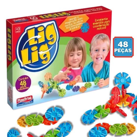 Imagem de Brinquedo De Montar Lig Lig 48 Peças Didático Infantil Educativo