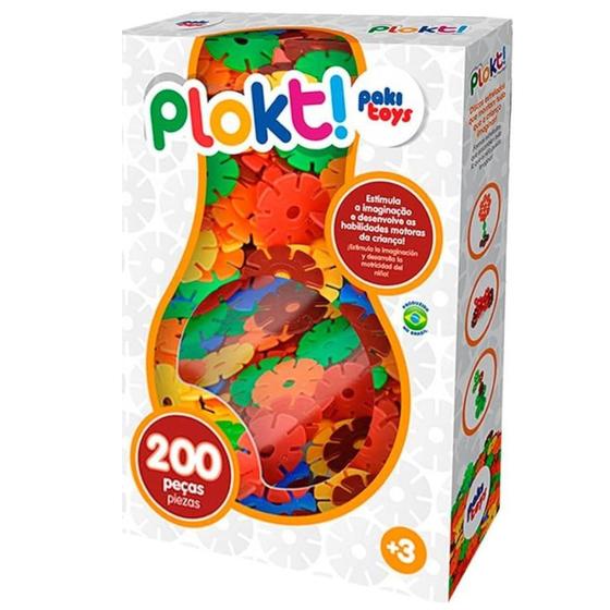 Imagem de Brinquedo de Montar Plokt 200 Peças Discos Formatos Educativo Criativo Coloridos Infantil PakiiToys