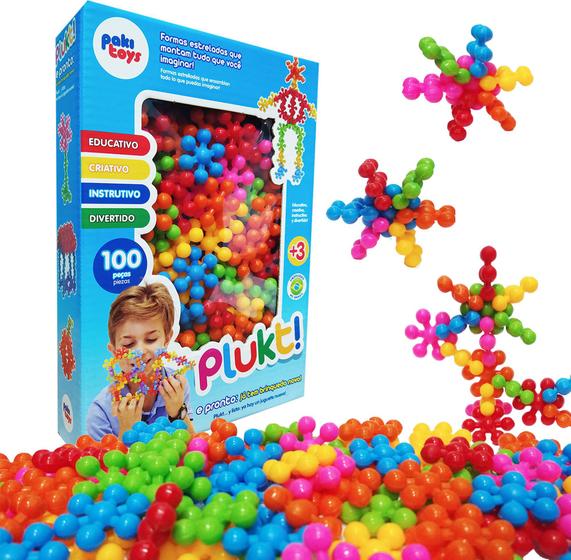 Imagem de Brinquedo de Montar Plukt 100 Peças Educativo Criativo Estrelas Criança