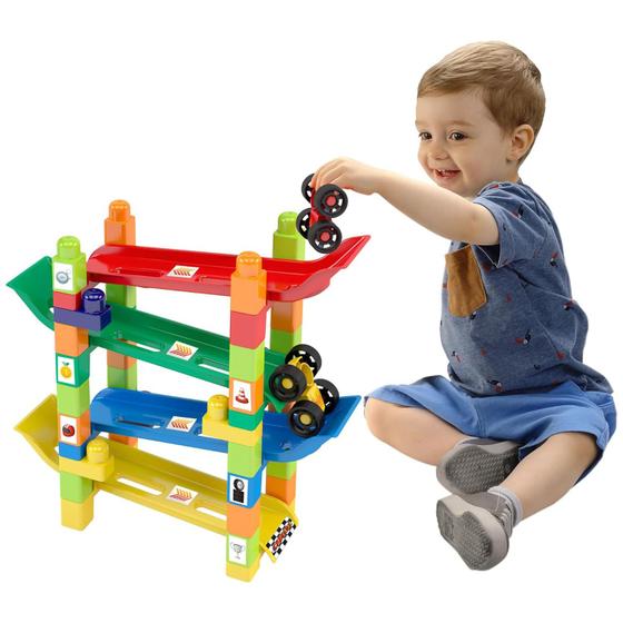 Imagem de Brinquedo de Montar Rampa Maluca Com Blocos e 2 Carrinhos