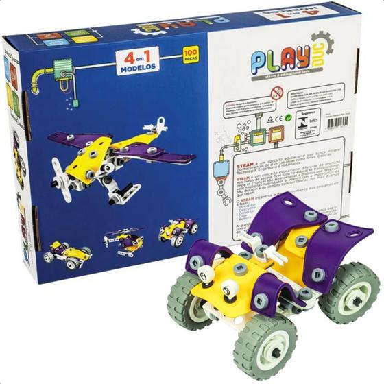 Imagem de Brinquedo de Montar Steam Sky Earth Adventure 4 em 1 Com 100 Peças Colorido +3 anos de idade PlayDuc Kababy - PB50141