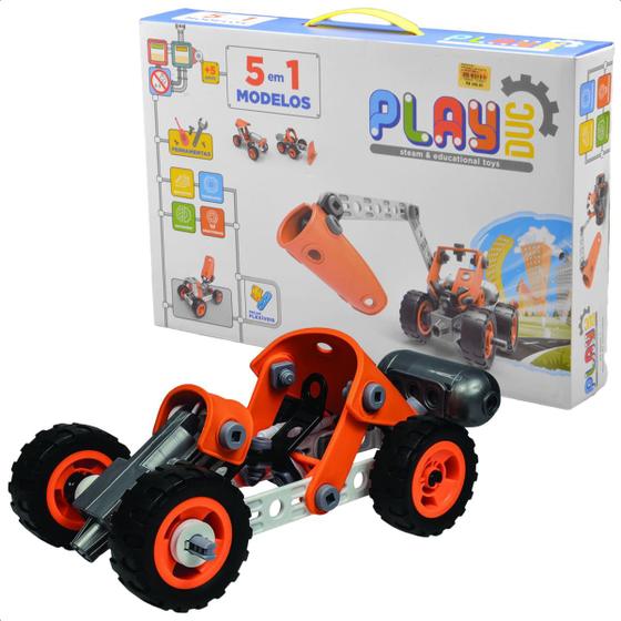 Imagem de Brinquedo de Montar Super Trucks Elétrico 5 em 1 Com 84 Peças Colorido +3 anos de idade PlayDuc Kababy - PB50151